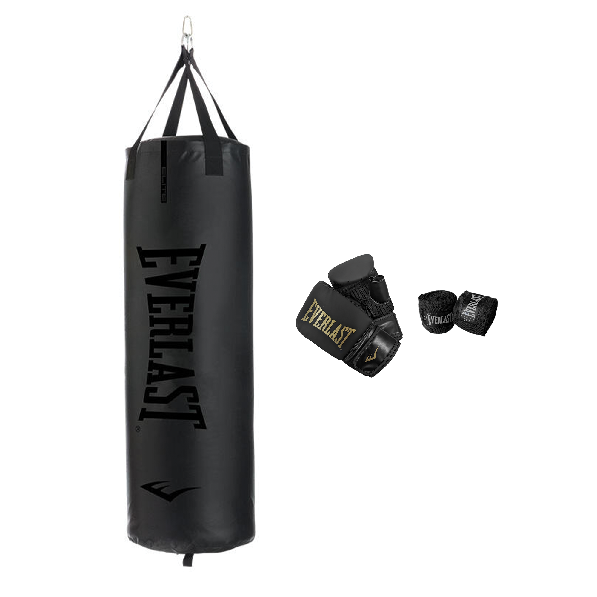 80lb Elite Heavy Punching Bag. Glove and Wrap Bundle