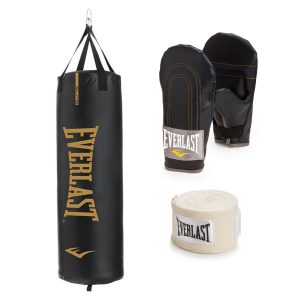 100lb Elite Heavy Punching Bag. Glove and Wrap Bundle