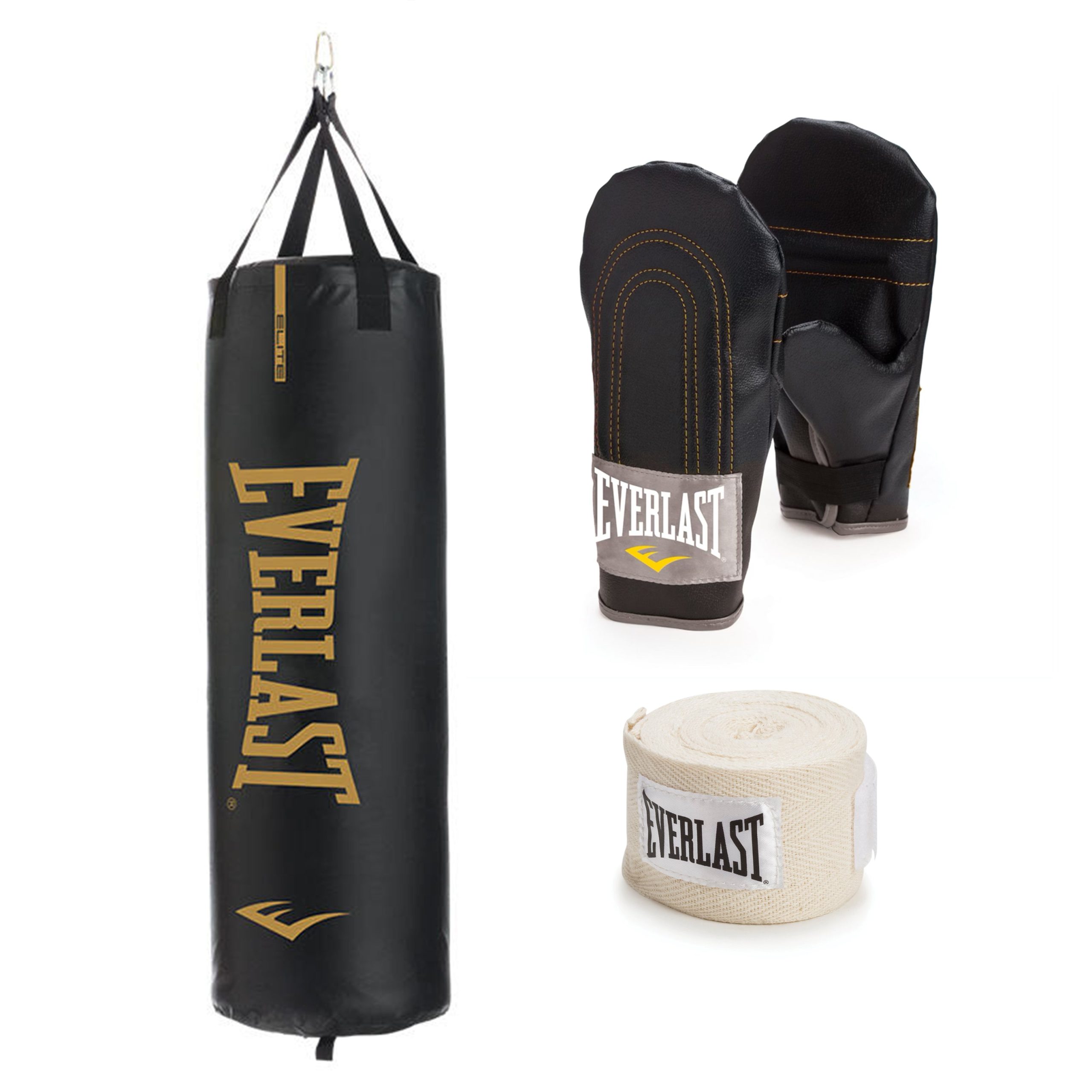 100lb Elite Heavy Punching Bag. Glove and Wrap Bundle