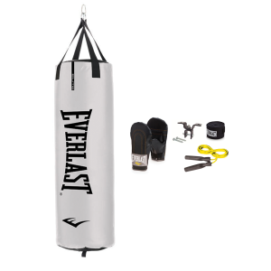 80lb Elite Heavy Punching Bag. Glove. Wrap. Rope and Hanger Bundle